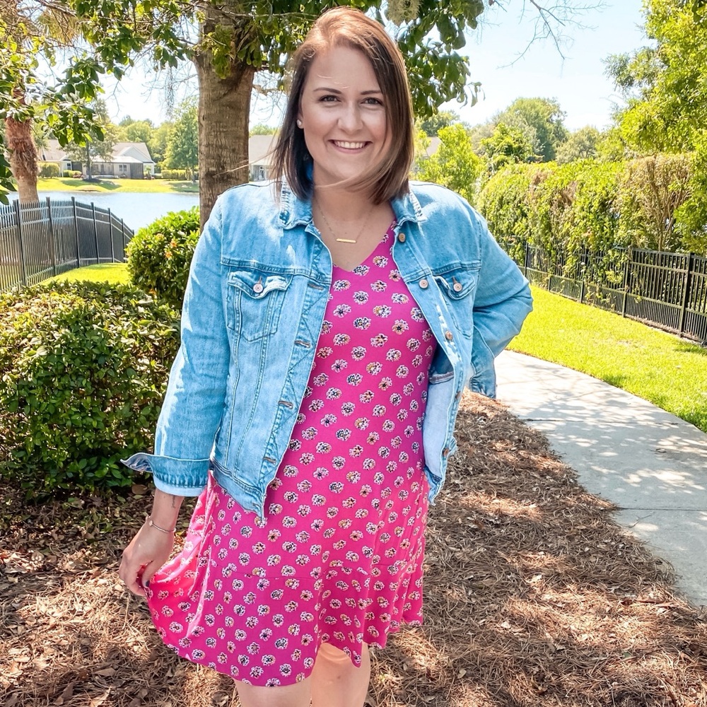 LOFT Mini Dress in Vibrant Pink Floral